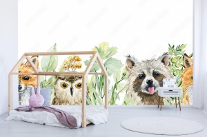 fototapeta ilustracja akwarela zwierzat