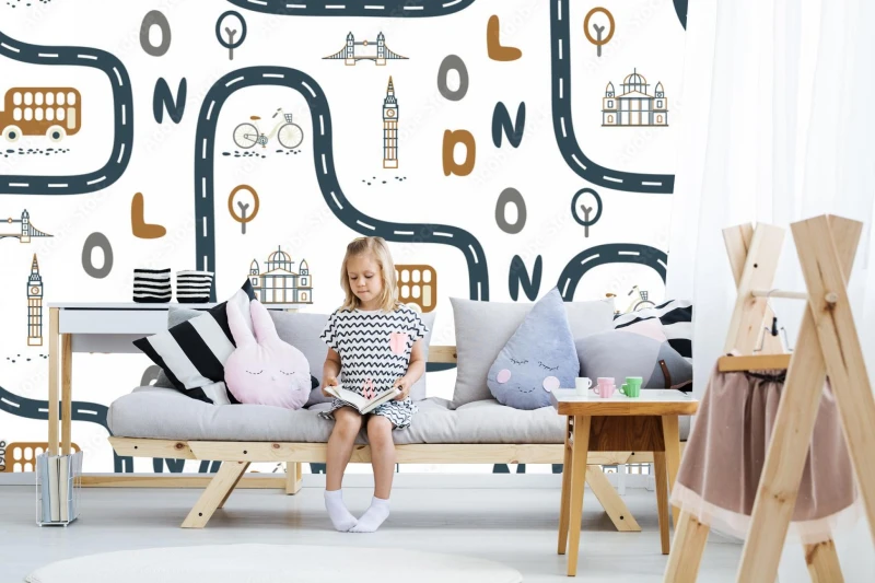fototapeta londyn miasto odkryty chlopiec dziecko bezszwowe wektor
