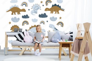 fototapeta recznie rysowane ilustracja dinozaura w stylu skandynawskim
