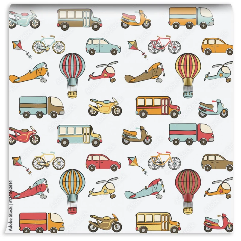 fototapeta transport dzieci bez szwu wzor