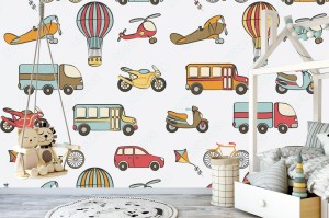 fototapeta transport dzieci bez szwu wzor