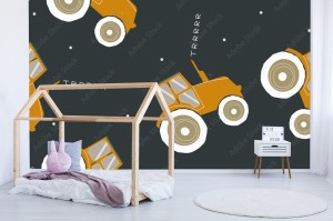 fototapeta wzor z fajnym ciagnikiem reka wektor