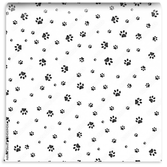 fototapeta sledz czarny doodle lapa drukuje wzor