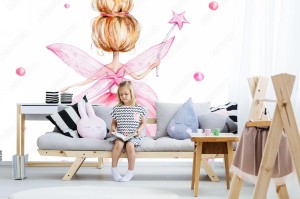 fototapeta sliczna wrozka kreskowki z magiczna rozdzka i skrzydlami