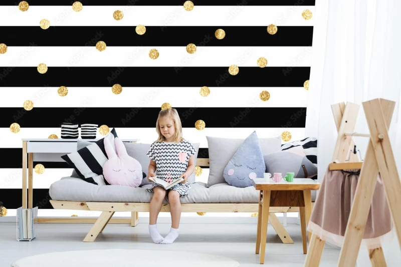 fototapeta wektor wzor z polka zloty brokat