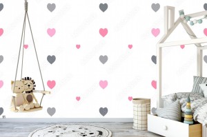 fototapeta wzor w stylowe rozowe i szare serca