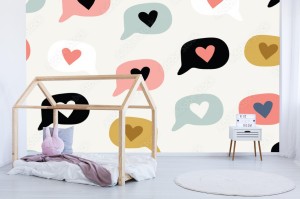 fototapeta wzor z doodle milosc serce emoji love