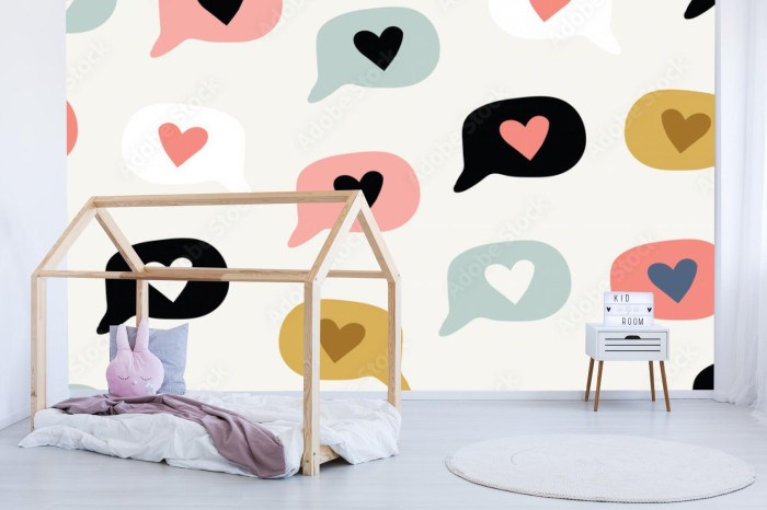 fototapeta wzor z doodle milosc serce emoji love