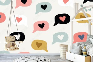 fototapeta wzor z doodle milosc serce emoji love