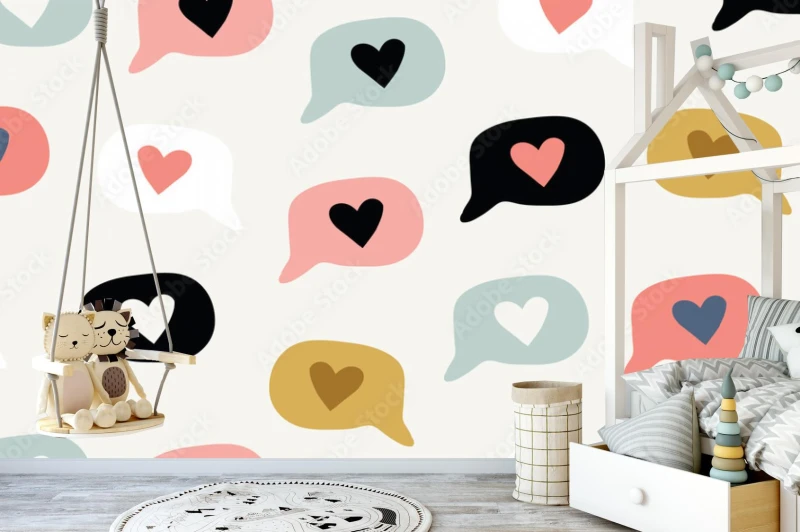 fototapeta wzor z doodle milosc serce emoji love