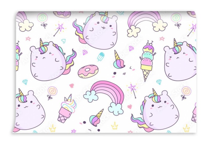fototapeta wzor z recznie rysowane jednorozca w pastelowych