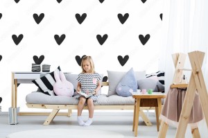 fototapeta wzor z recznie rysowane serca wektor