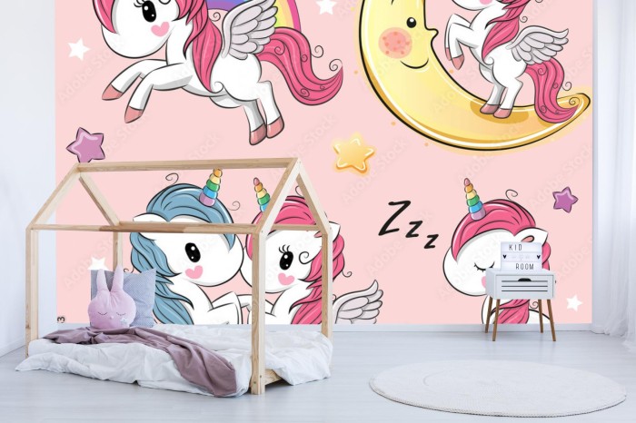 fototapeta zestaw cute cartoon jednorozce