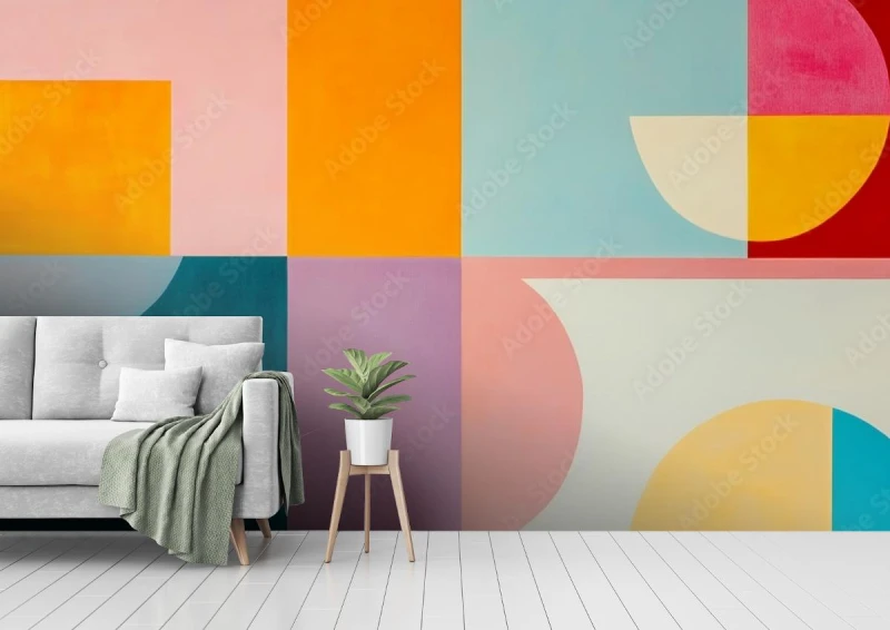 fototapeta abstract geometric color block