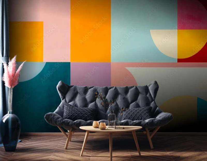 fototapeta abstract geometric color block