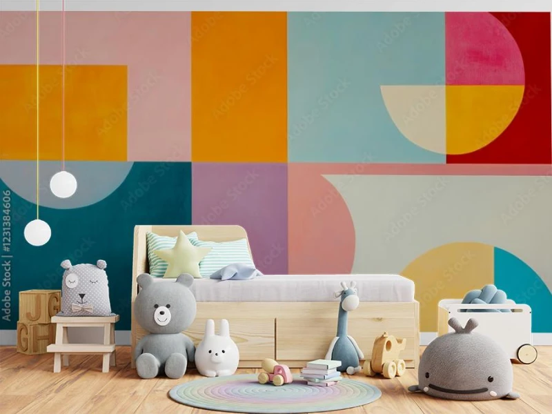 fototapeta abstract geometric color block