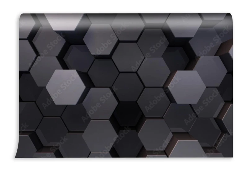 fototapeta geometryczny ksztalt szesciokata blok sciana bump 3d