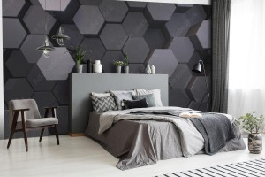fototapeta geometryczny ksztalt szesciokata blok sciana bump 3d