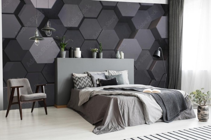 fototapeta geometryczny ksztalt szesciokata blok sciana bump 3d