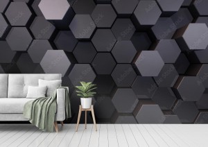fototapeta geometryczny ksztalt szesciokata blok sciana bump 3d