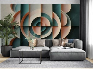 fototapeta geometryczny viral w kolorze pastelowego rozu i matcha