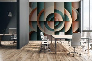fototapeta geometryczny viral w kolorze pastelowego rozu i matcha
