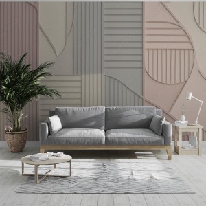 fototapeta geometryczny wzor w kolorach pastelowego rozu bezu i szarosci