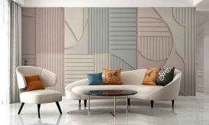 fototapeta geometryczny wzor w kolorach pastelowego rozu bezu i szarosci