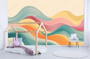 fototapeta retro geometria pastelowe kolory