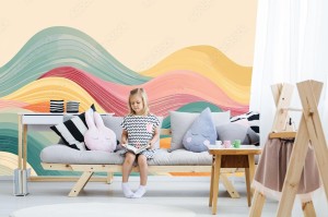 fototapeta retro geometria pastelowe kolory