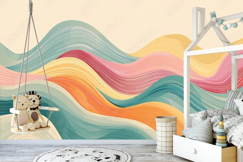 fototapeta retro geometria pastelowe kolory