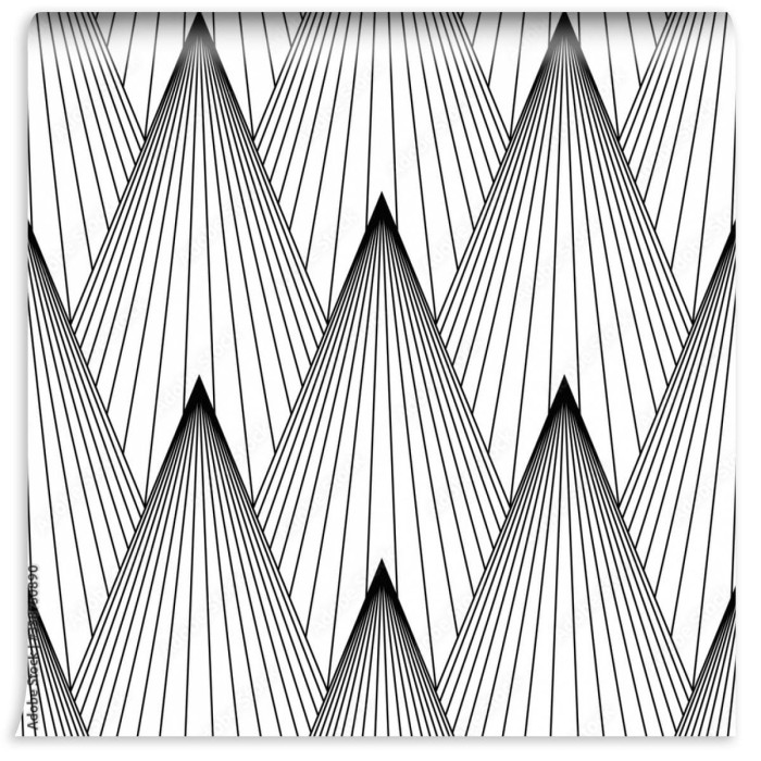 fototapeta wzor w stylu art deco wachlujac bezszwowa czern i biel