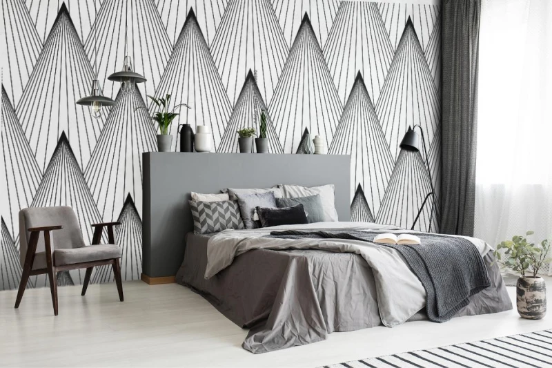fototapeta wzor w stylu art deco wachlujac bezszwowa czern i biel