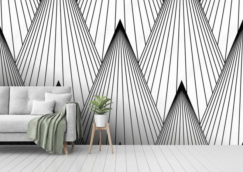 fototapeta wzor w stylu art deco wachlujac bezszwowa czern i biel
