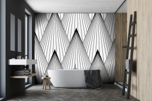 fototapeta wzor w stylu art deco wachlujac bezszwowa czern i biel