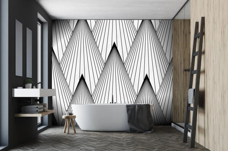 fototapeta wzor w stylu art deco wachlujac bezszwowa czern i biel