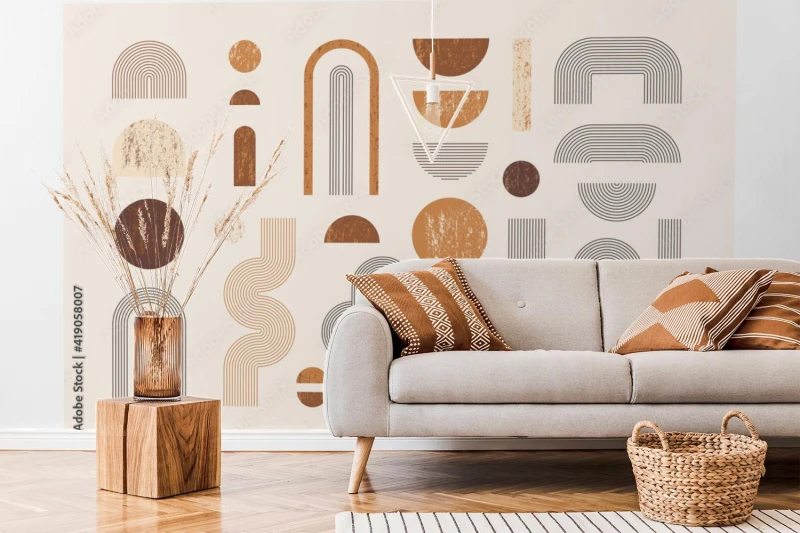 fototapeta z geometrycznym wzorem w odcieniach ziemi