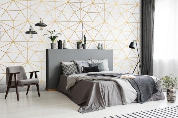 fototapeta zlote trojkaty w stylu geometrycznym