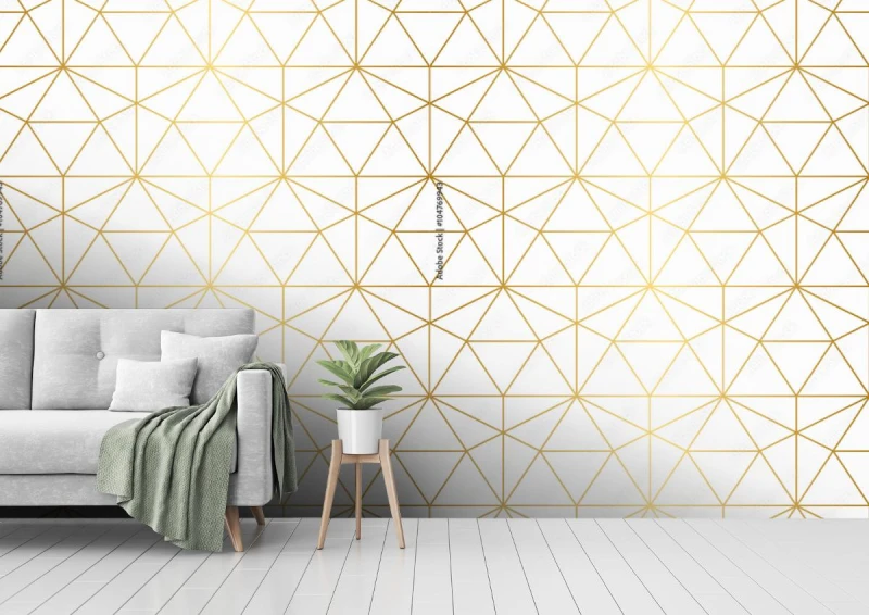 fototapeta zlote trojkaty w stylu geometrycznym