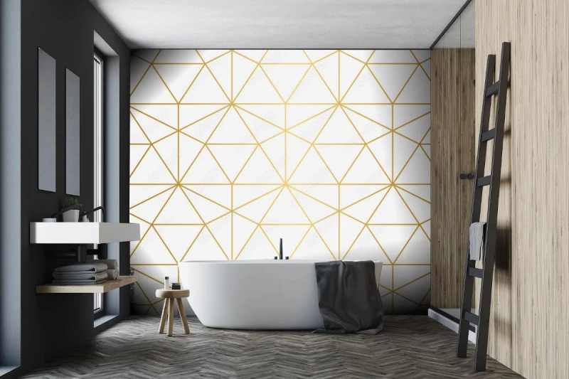 fototapeta zlote trojkaty w stylu geometrycznym