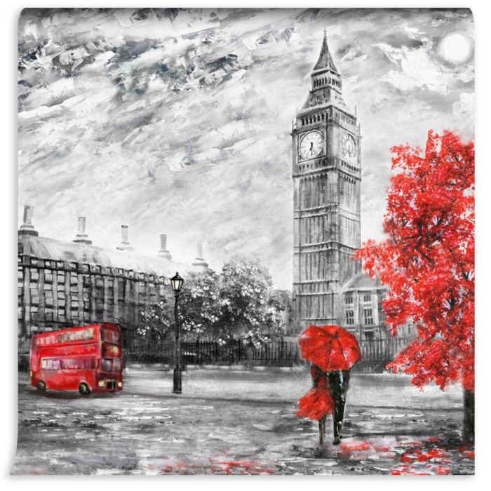 fototapeta obraz olejny na plotnie widok na ulice londynu gr