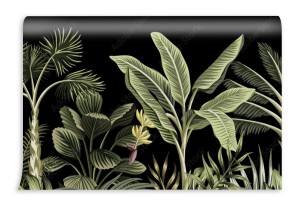 fototapeta tropikalna noc rocznika palmy drzewa bananowego i