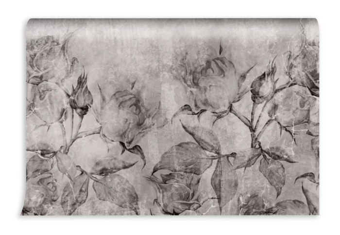 fototapeta bialo czarne roze vintage retro beton