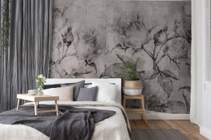 fototapeta bialo czarne roze vintage retro beton