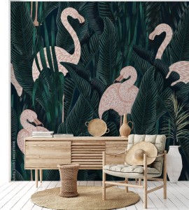 fototapeta flamingi w lisciach