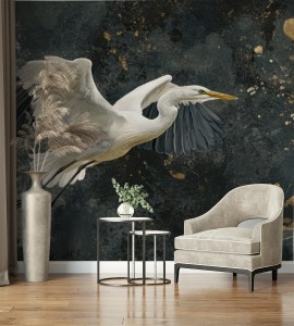 fototapeta majestatyczny ptak na tle starej sciany