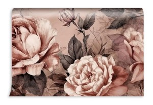 fototapeta piwonie i roze w cieplych odcieniach