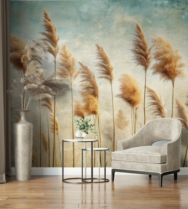 fototapeta trawy na wietrze w stylu boho