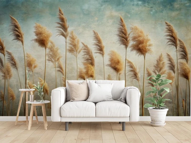 fototapeta trawy na wietrze w stylu boho