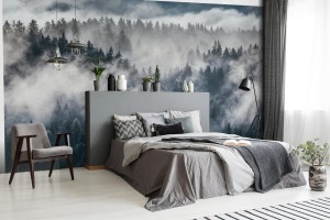 fototapeta gesta poranna mgla w alpejskim krajobrazie z j